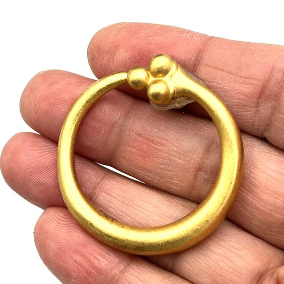 Vintage 80s Liz Claiborne Matte Gold Hoop Pierced Earrings 1.5" - Picture 5 of 8